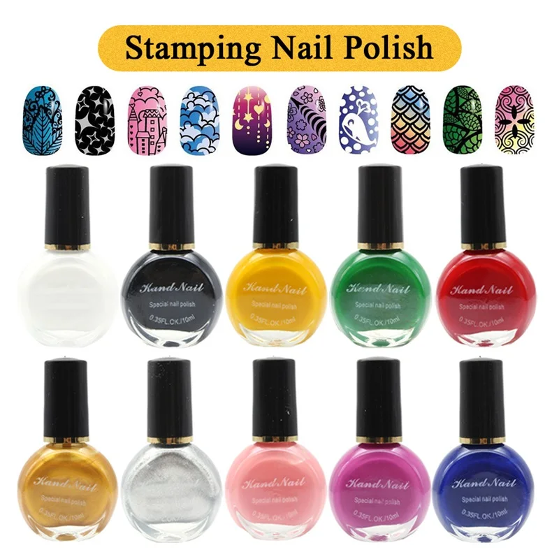 

Professional Stamping Nail Art Polish 12 colors 10ml Nail Polish Varnish for Manicure Printing Nails Art Stamping Print 1PCS