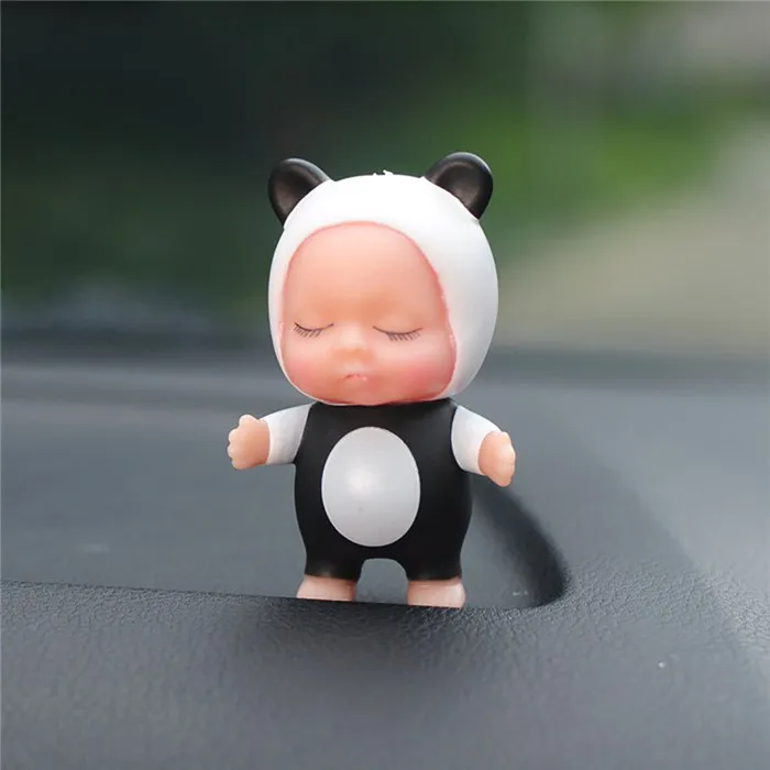 Panda Милые украшения для приборной панели автомобиля, игрушки, Мультяшные кавайные украшения, Спящая детская кукла, автомобильные аксессуары для интерьера, подарки - Название цвета: Panda