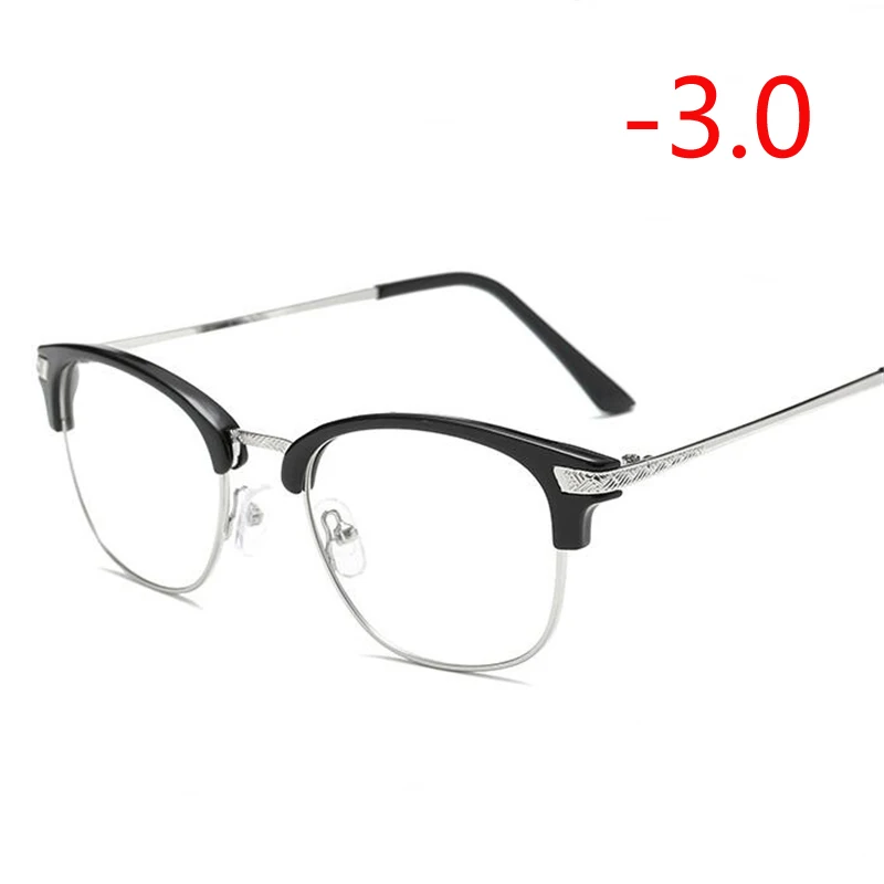 1,0-1,5 от 2,0 до 6,0 заклепки готовая близорукость очки Мужчины Женщины Короткие-очки для коррекции зрения серебряная и Золотая оправа близорукие очки - Цвет оправы: Myopia 300