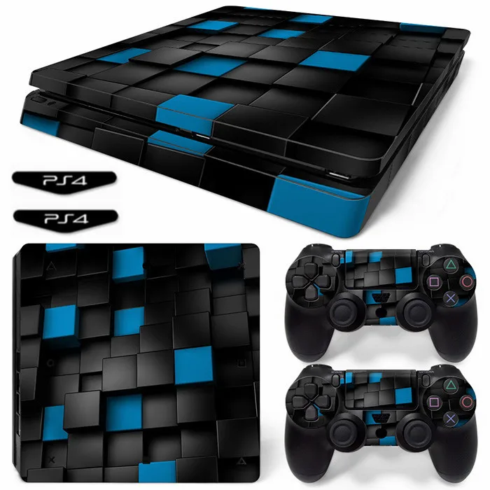 

Ps4 Slim Sticker Square Grid Print Vinyl Cover Decal PS4 Slim Skin for PS4 Slim Console and 2 Controllers