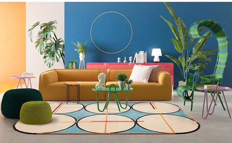 Sale Post modern abstract  geometric  thicken  rug , big size   art living room carpet ,  home decoration bedside floor mat 2