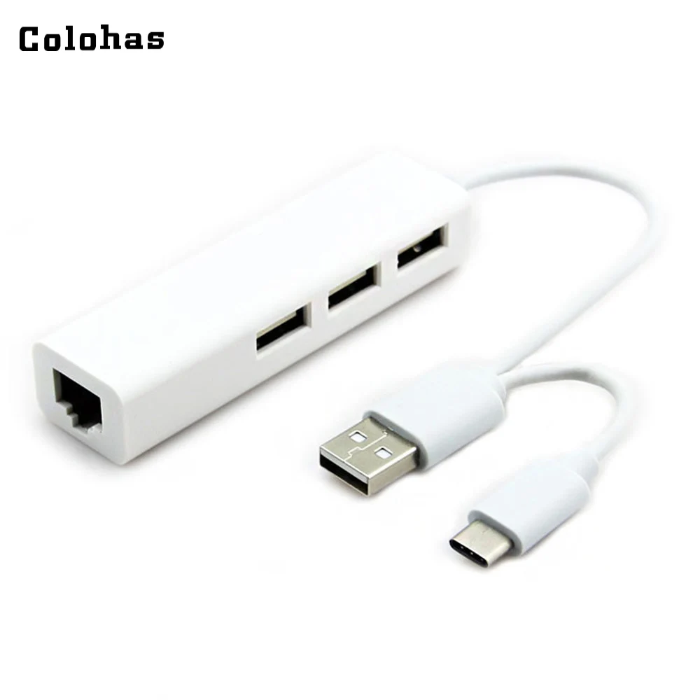 Двойной интерфейс USB A/USB 3 1 Type C до портов 2 0 концентратор с RJ45 10/100 Мбит/с сетевой