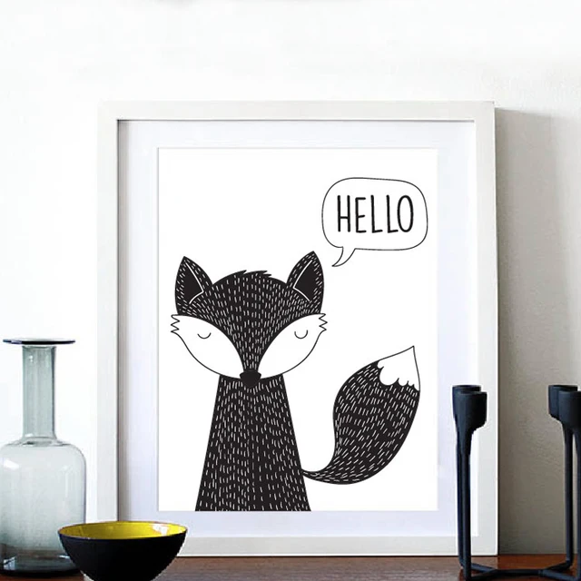 Hello Fox Art Print Canvas Paintings Animals Poster Modern Nursery Hello Fox Art Print Canvas Paintings Animals Poster Modern Nursery Oil Wall Kids Room