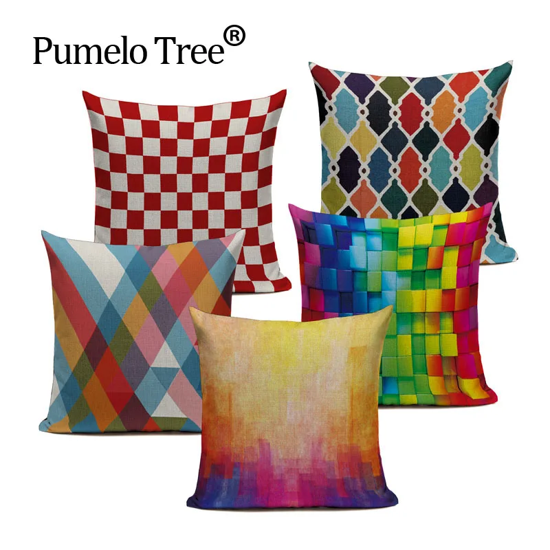 

Nordic Style Cute Custom Geometry Pattern Throw Pillow case Linen Cotton Cushion Cover Creative decoration for Sofa Car covers
