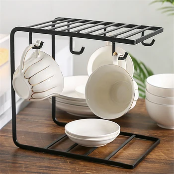 

Coffee Cup Plates Iron Rack Creative Iron Cup Holder Kitchen Rack Home Mug Cup Coffee Cup Drain Shelf