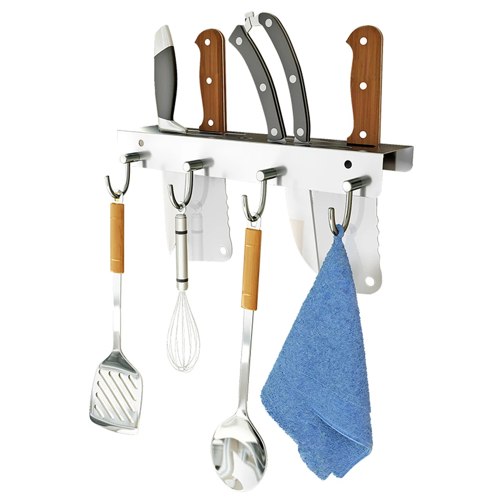  Knife rack kitchen appliances wall mounted perforated multifunctional 304 stainless steel kitchen r - 32911464857