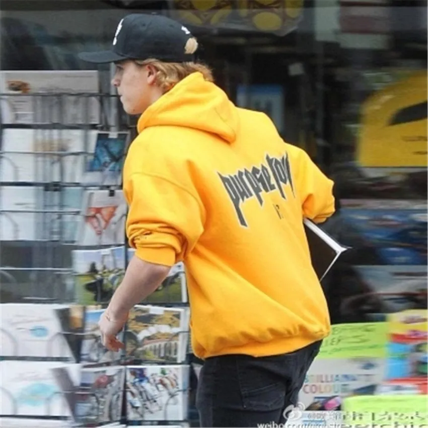 Justin Bieber Purpose Tour New Brand Sweatshirt Hoodies Fashion Men/women Hoodies and Sweatshirts Clothes Yellow Hip Hop outwear
