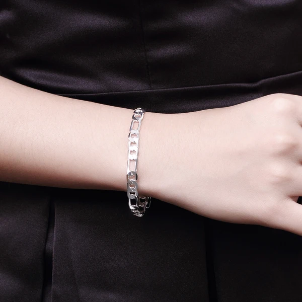 Посеребренный браслет, покрытый серебром модные ювелирные изделия 6 мм плоский браслет KDH219