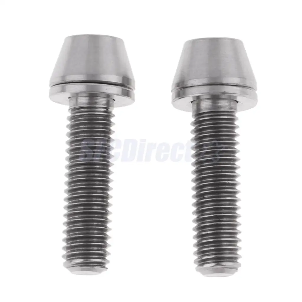 2 Pieces High Strength Titanium Alloy M5x16 M5x18 M5x20mm Cycling Bicycle Mountain Bike Bolts Tapered Head Screw + Washer Gasket
