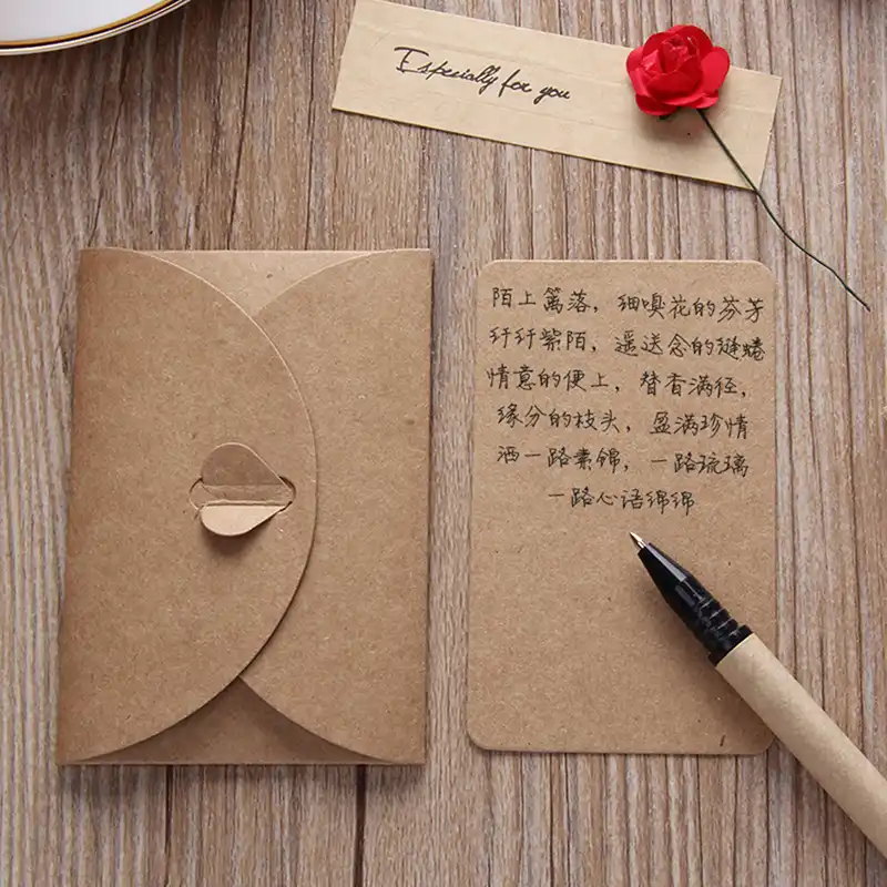 6pcs Dry Flower Kraft Paper Greeting Card Handmade Diy Wedding
