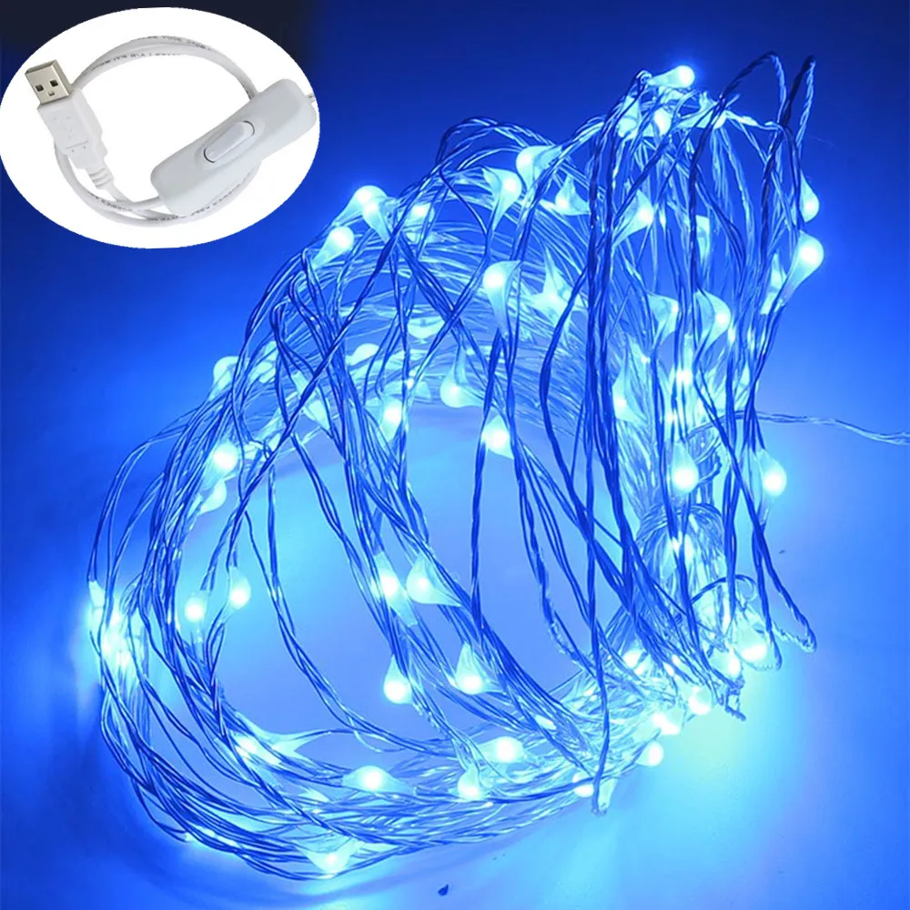 USB flexible Copper Wire Led String Lights,DC5V 5M 10M with ON/OFF Switch for Party,Wedding