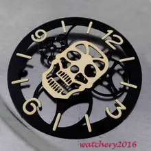 38,9 мм Parnis золото полые череп черный циферблат светящиеся маркеры подходят 6497 ST3600 Движение Мужские t мужские новые часы циферблат