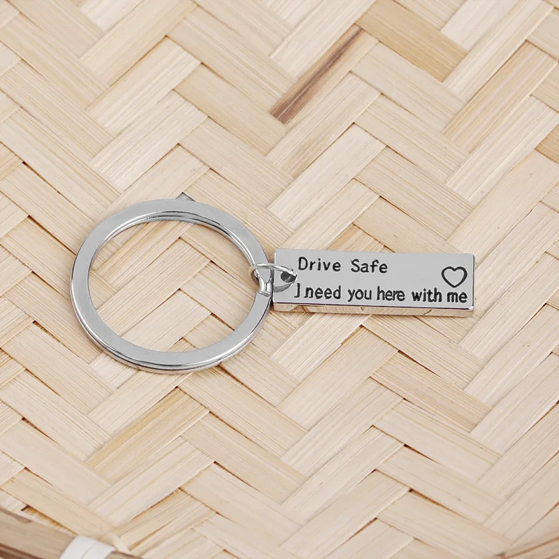 

1 Pcs Drive Safe Car Keychain Letter I need you here with me Trucker Keyring Gift For Husband Boyfriend Dad Valentines Day 2018