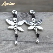 Anslow, модные ювелирные изделия, Новое поступление, товары стрекоза, античное посеребренное покрытие, кожаные серьги для женщин, подарок на день рождения, LOW0095AE