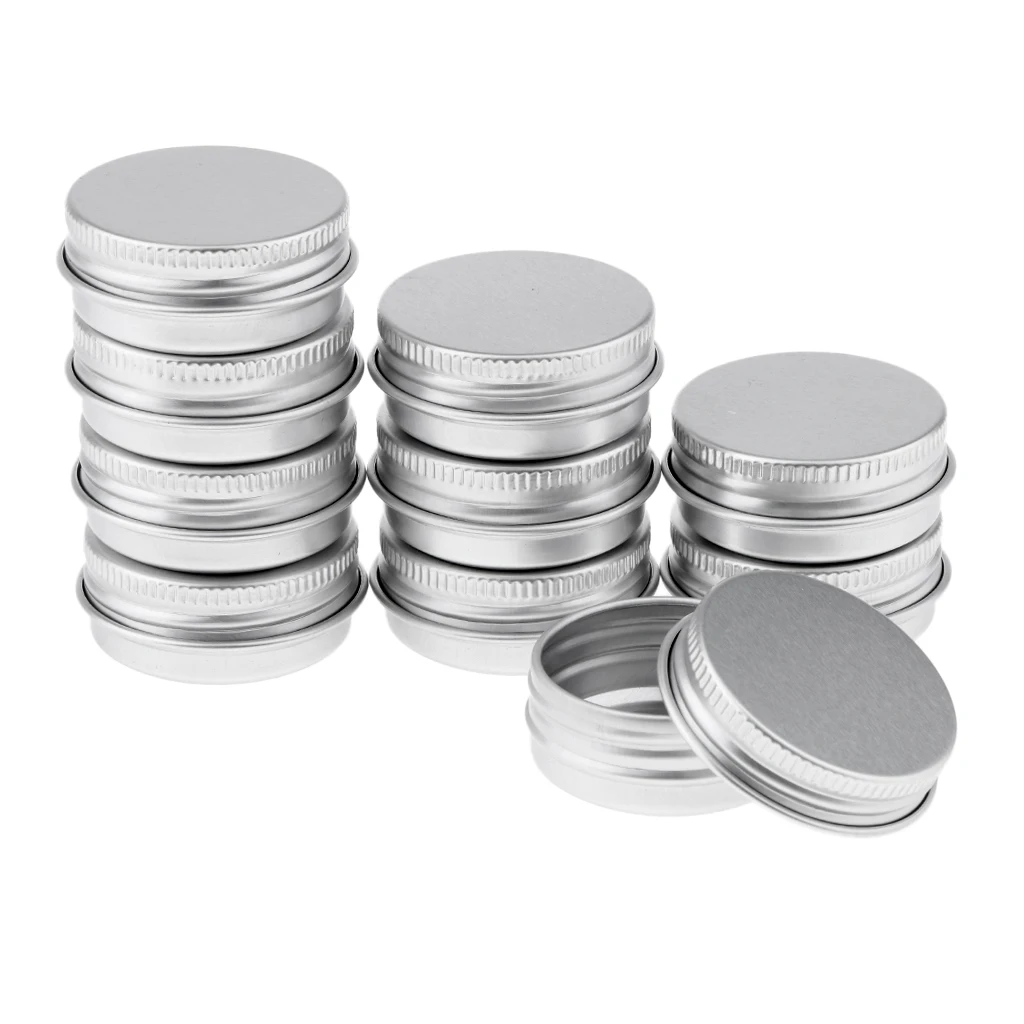20 Pcs 15 ml Silver Small Aluminum Round Lip Balm Tin Storage Jar Containers with Screw Cap for Lip Balm, Cosmetic, Candles