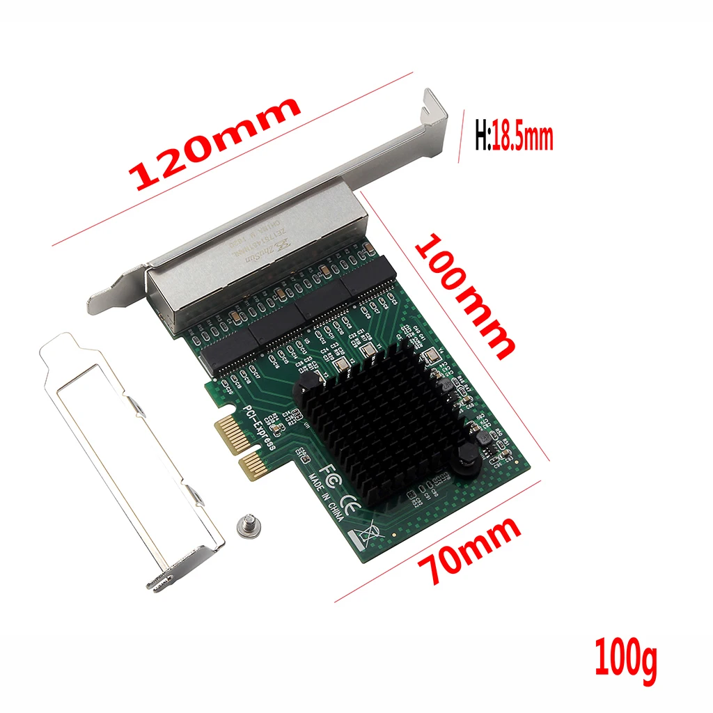 PCIE X1 4 Ports 10/100/1000M Gigabit Ethernet Network Card Adapter