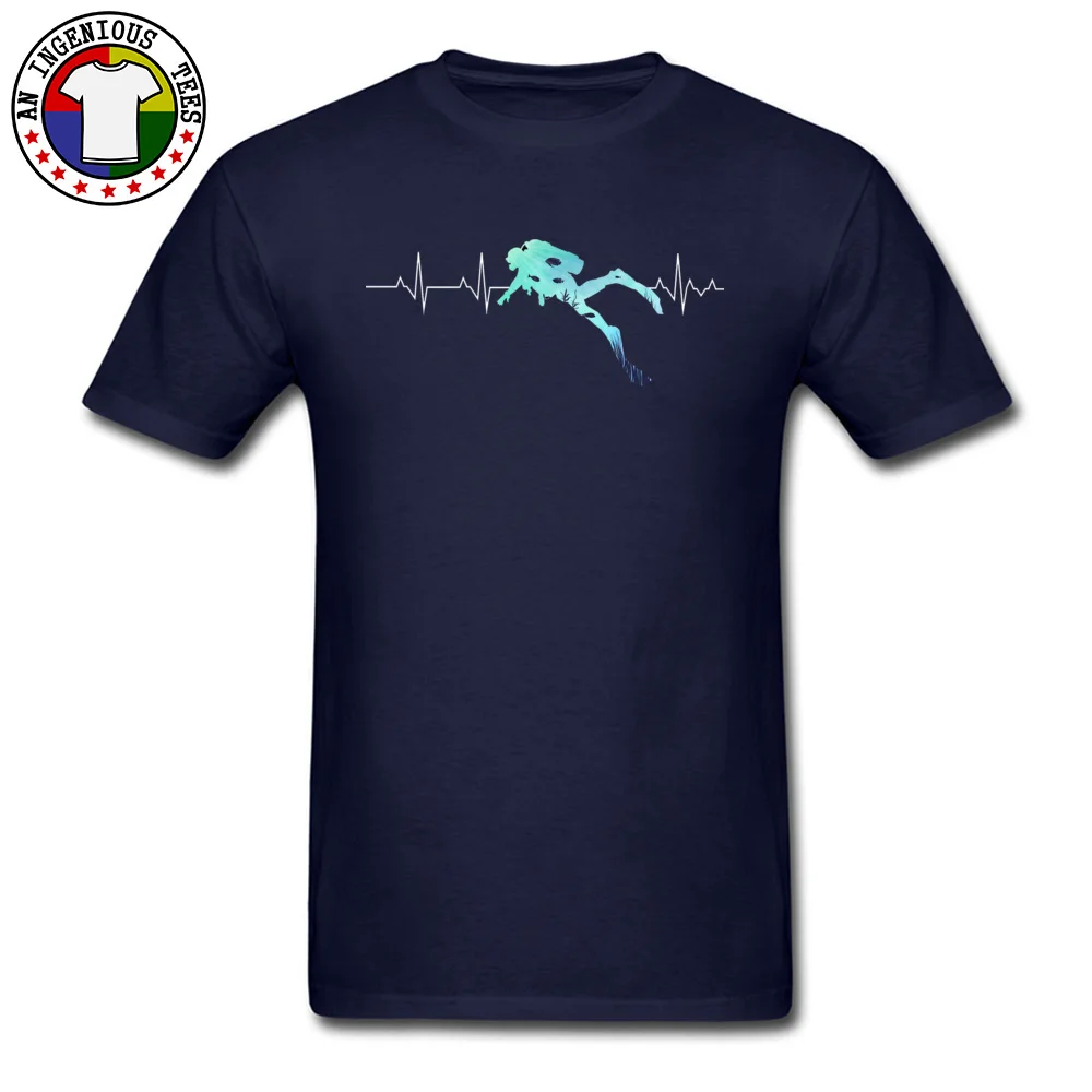 O Neck Scuba-Dive-Heart-Beat-2 100% Cotton Men Top T-shirts Street Short Sleeve Tops Shirts 2018 Fashion Design T-Shirt Scuba-Dive-Heart-Beat-2 navy