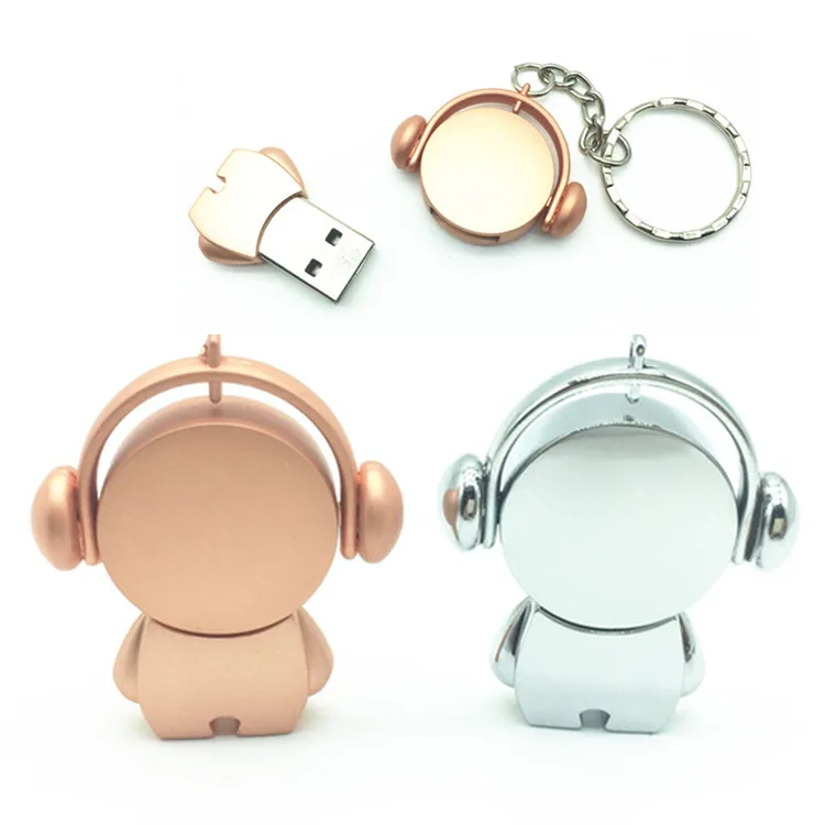 Cute Metal PenDrive Cartoon 32GB Music Man USB Flash Drive