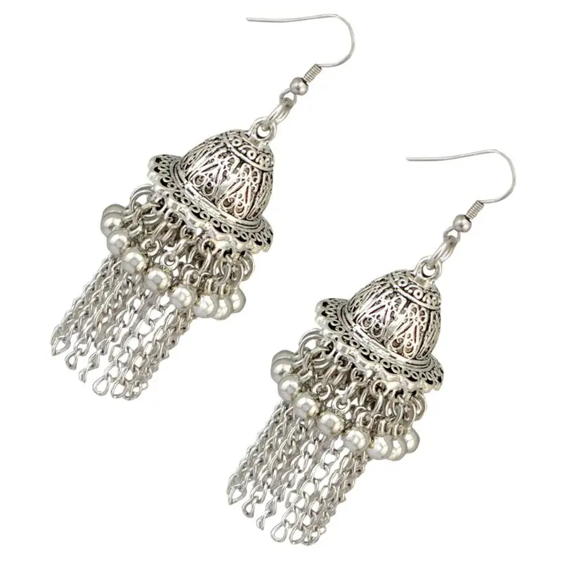 Индийской уникальный Ethenic серьги в стиле bollywood ювелирные изделия Jingle Bell Jhumka