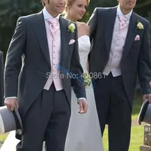 Серый Жених утренний костюм шафера вечерние платья для выпускного вечера деловой костюм(пиджак+ брюки+ жилет+ галстук+ платок) ОК: 1241