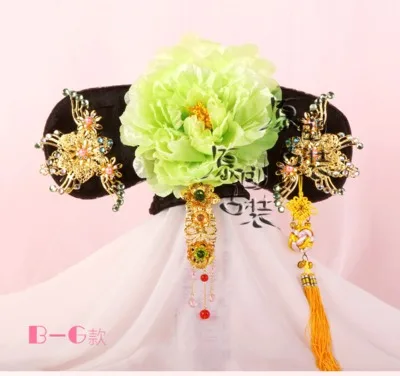 B7 random tassel 21 конструкций Da Yu er Цин Принцесса qitou кусок волос аксессуары для волос с большой цветок волос диадемы для Для женщин случайный кисточкой цвет - Цвет: B7 random tassel