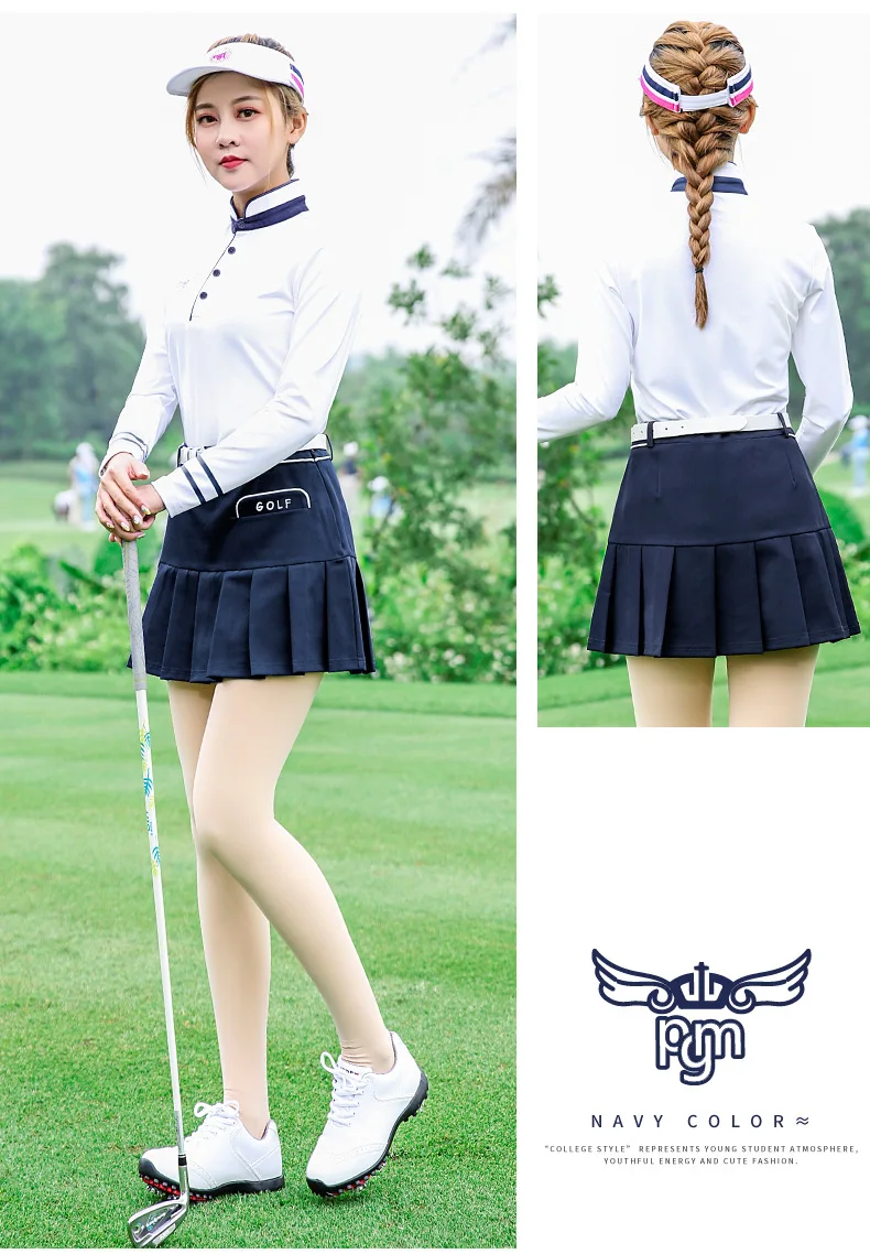 PGM на осень-зиму одежда для гольфа дамские, с длинными рукавами футболка и короткая юбка Женский костюм для гольфа спортивная одежда