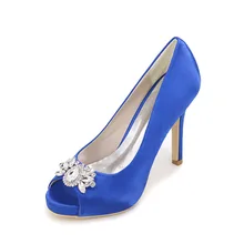 Open toe plattform satin abendkleid schuhe mit königin kristall diamanten elegante party hochzeit pumps slip auf rot silber lila