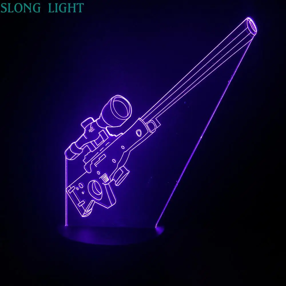 AWP снайперская винтовка ночной Светильник СВЕТОДИОДНЫЙ 3D иллюзия USB сенсорный датчик RGB декоративный светильник s Детский подарок оружие пистолет, настольная лампа настольная