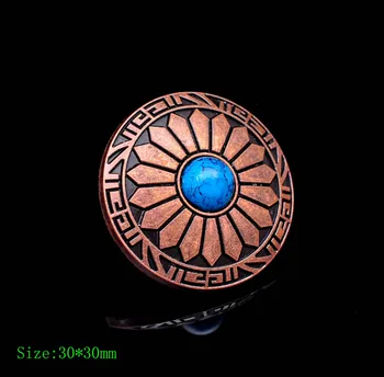 

30MM Lot 10pcs Antique Copper Sun Flower Turquoise Metal Conchos Button For Bag Belt Leathercraft Saddles Bridle Decoration