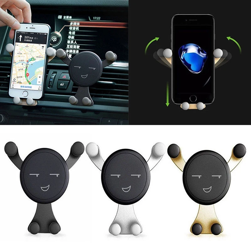

Gravity Reaction Smile Face Car Mobile Phone Holder Air Vent Monut GPS Car Phone Holder For iPhone 8 7 6s Plus Samsung S6 S7 S8