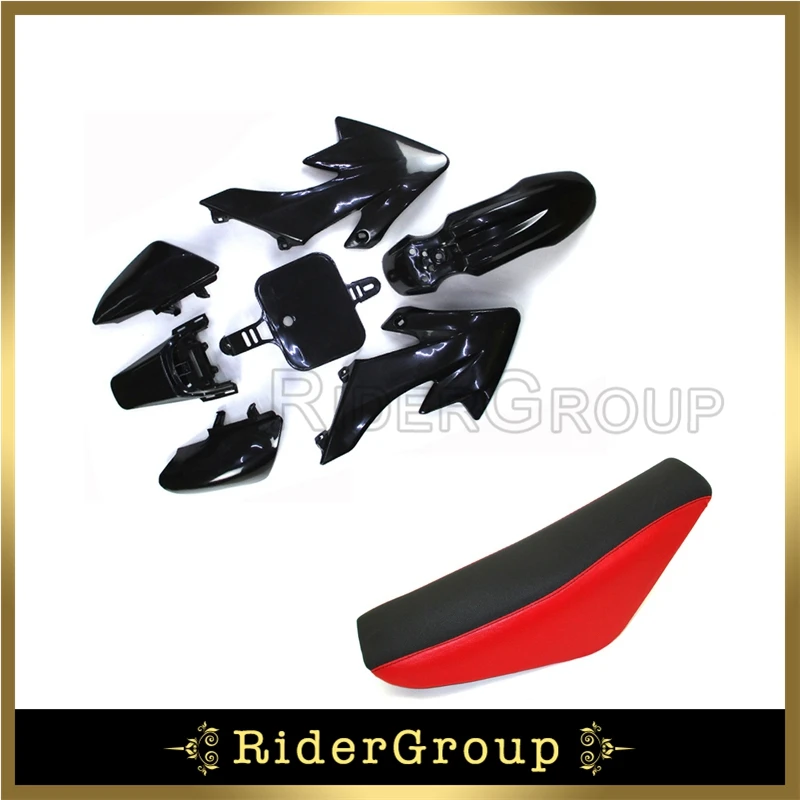 Black Plastic Fairing Body Kits + Tall Foam Seat For Honda CRF50 XR50 Pit Dirt Motor Trail Bike 50-160cc