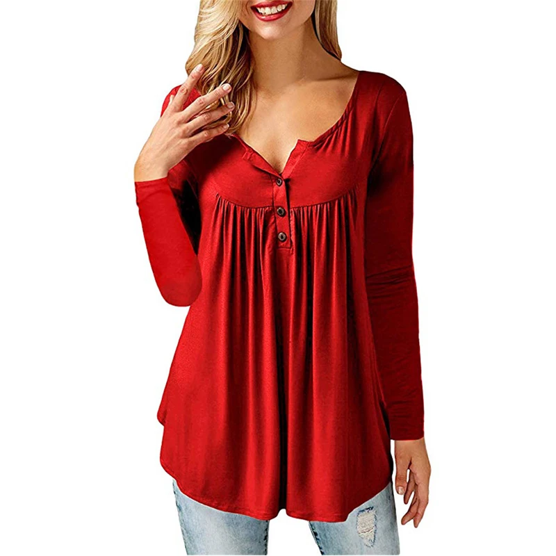 

New Solid Top women Long Sleeve T-Shirt 2019 Cotton V-neck Loose Shirt Fashion Harajuku Tops T-shirt Elegant Ladies Haut 3XL