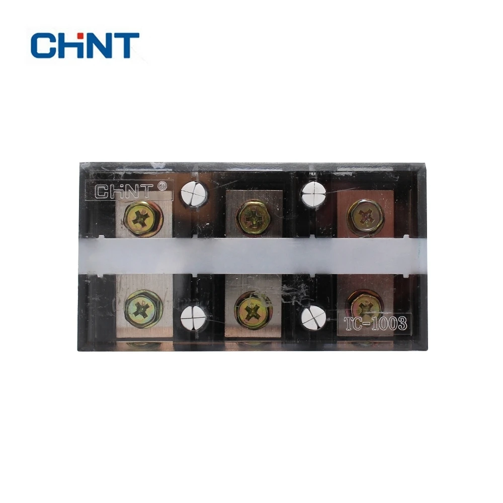

CHNT TC-1003 Fixed Type High Electric Current Connection Terminal Row Connector Column Plate 100A 3P Copper Sheet