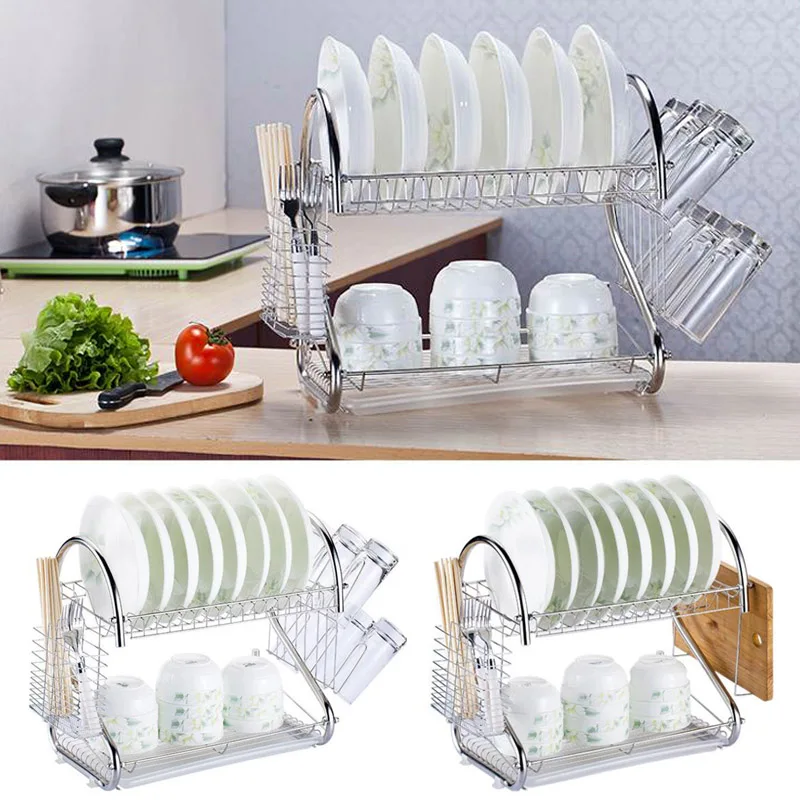 Bowl Rack Kitchen Dish Shelf Cutlery accessories 1 pc S Shaped 2 Layers