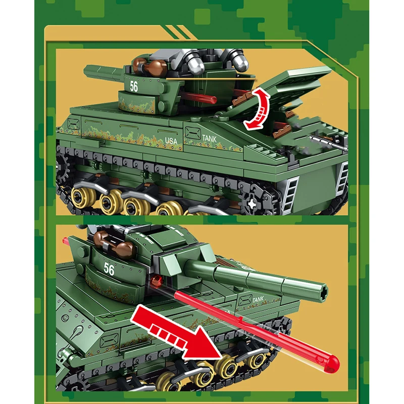 Military Armored Truck Vehicle Tank Helicopter Plane Building Blocks Compatible Legoing Technic Arm