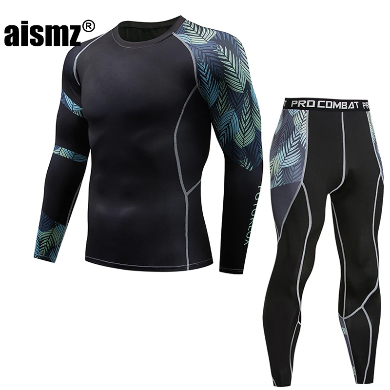 warmest long underwear Aismz Men Thermal Underwear Suits Sets Printing Compression Fleece Sweat Quick Drying Thermo Underwear Men Clothing Long Johns merino wool long johns Long Johns