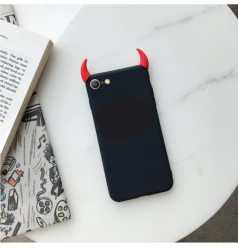 Мягкий силиконовый чехол Devil Horns Demon Angle Cover для huawei Y3 Y5 Lite Y6 II Y7 Prime Y9 Fundas, чехлы для телефонов - Цвет: black case red horn