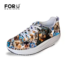 FORUDESIGNS/милое 3D животное домашний питомец собака мопс печатные женские увеличивающие рост туфли на плоской платформе модная повседневная женская обувь для свинга