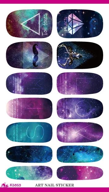 K5653 Water Transfer Foil Nails Art Sticker Mystery Galaxies Design Manicure Decor Decals Fashion Nail Wraps Foil Sticker