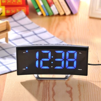 

Bed Head Night Light Snooze Function New Fashion Arc Alarm Clock Radio Electronic Creative LED Personality