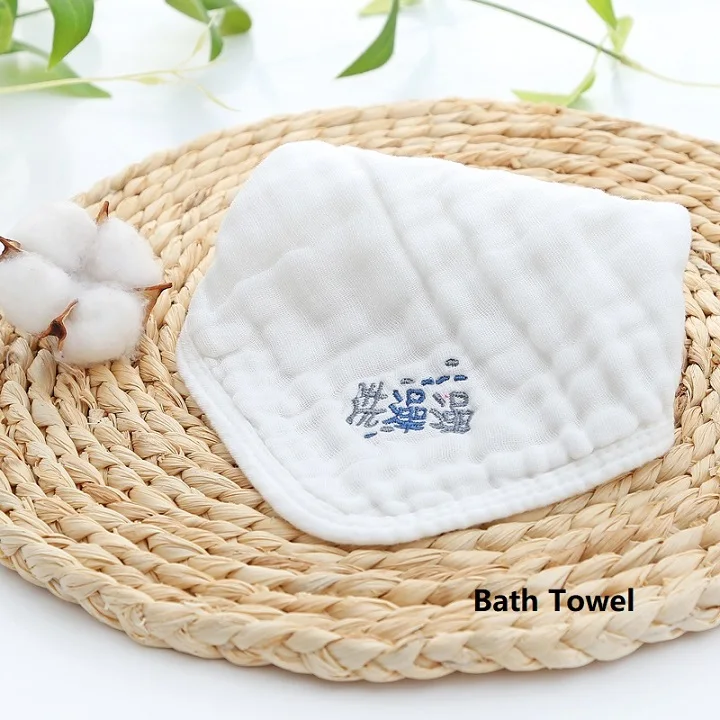 bath towel Хлопковое детское полотенце для новорожденных детей 6 слоев муслиновые полотенца слюнявчик Китайская вышивка Детский носовой платок квадратное полотенце 30*30 см - Цвет: bath towel