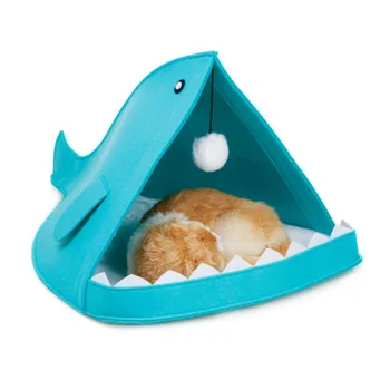 Cute Felt Pet Cat Beds Nest Dog House Basket Rabbit Pet Cave Funny Fish-Type Pet Nest Portable Foldable Pupply House