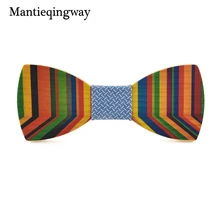 Mantieqingway Повседневный деревянный галстук-бабочка галстуки для мужчин ручной работы полосатая деревянная бабочка для свадьбы рубашка Bowknots тонкий деревянный галстук