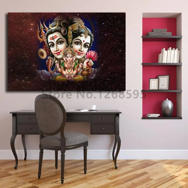 Анимационные обои лорд Шива Парвати Ганеша холст плакаты принты настенная