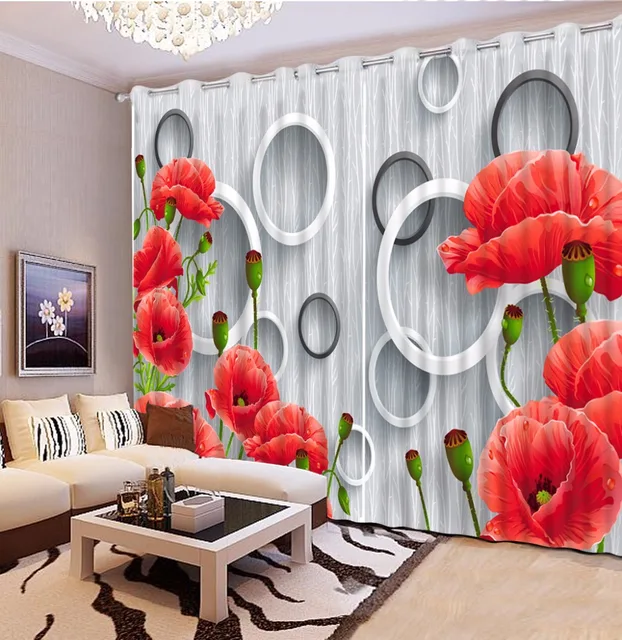 Moderne Salon Chambre 3D Rideaux rouge Rideaux de fleurs Pour Le ... Moderne Salon Chambre 3D Rideaux rouge Rideaux de fleurs Pour Le ...