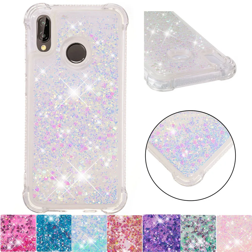 

For Huawei P20 Lite Cute Glitter Case Nova 3e Bling Dynamic Quicksand Liquid Soft Cover ANE-LX1 ANE-L21 ANE-L01 ANE LX1 L01 L21