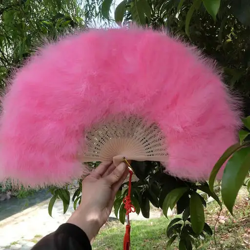 pink 2 шт много утолщаются пушистые складные Marabou свадьба свадебный душ реквизит для фото вечеринок перо ручные вентиляторы - Цвет: pink