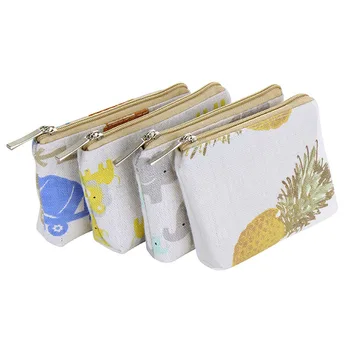 

70PCS / LOT Women Cute Coin Bag Printing Pineapple Elephant Mini Simple Coin Purse Ladies Zipper Wallets Key Bag Pouch