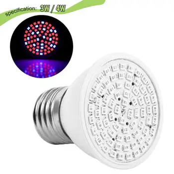

E27 3W 4W LED Grow Light Bulb Lamp Plant Hydroponic Bulb For Greenhouse Bloom