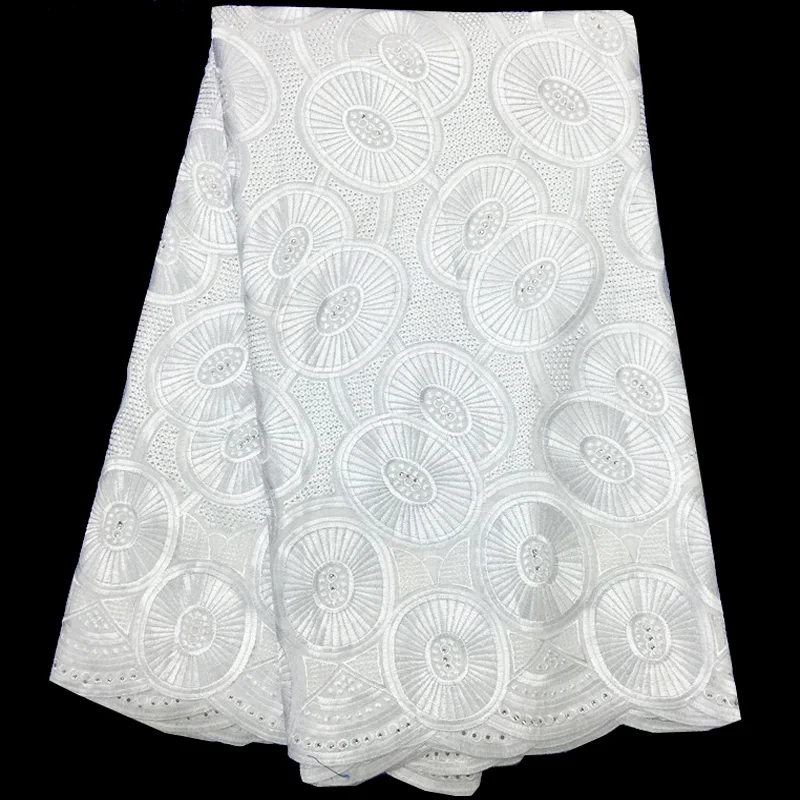 

Free shipping (5yards/pc) high quality embroidered Swiss voile lace pure white African cotton lace fabric for party dress CLS165